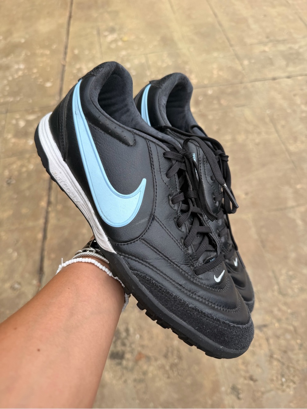 Nike Black with Light Blue Swoosh Men’s Turf soccer Shoes